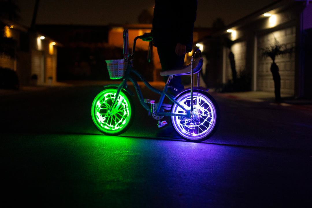 Bike Lights Bicycle LED Wheel Lamp w/ BATTERIES Visible for Safety