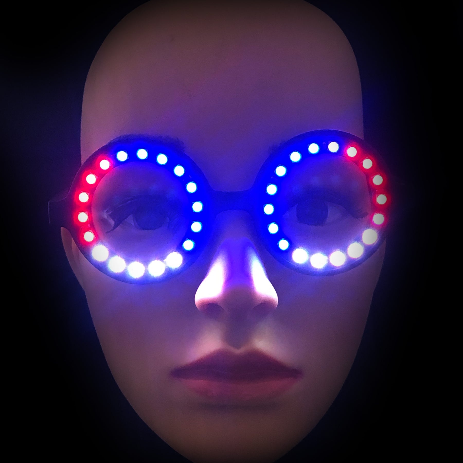 goggles led Luminoid LED Pixel Glasses | Unisex | Black Frame | One Size Adjustable | App Controlled | USB Powerbank Included